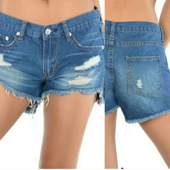 Low rise destroyed denim shorts - Picture 2 of 6